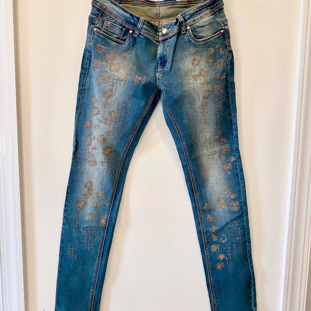 Crystal Embellished Jeans New Condition Sz 2